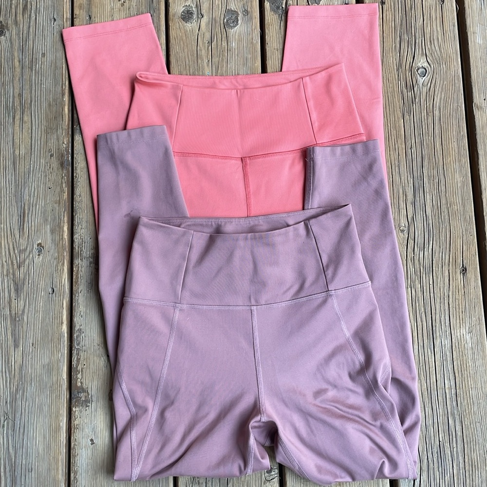 Girlfriend Collective Pink and Purple Leggings